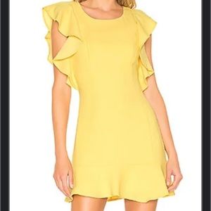 BCBGeneration Size 10 Yellow Ruffle Sleeve Formal Dress